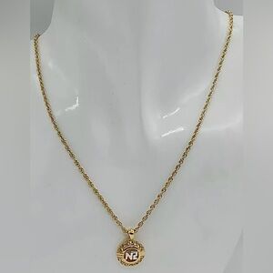 Nina Ricci Gold Silver Rhinestone Gem Necklace Circle